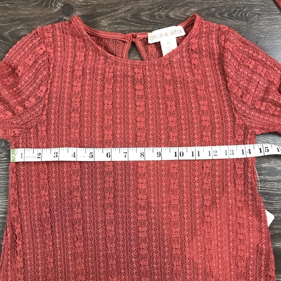 Coco & Shay Womens Long Sleeve Elegant Casual Scarlet Autumn Top Solid Sheer NEW - Picture 6 of 7